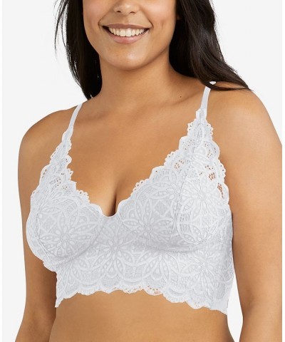 Pure Comfort Lace & Mesh Longline Wireless Bralette DM1188 White $13.23 Bras