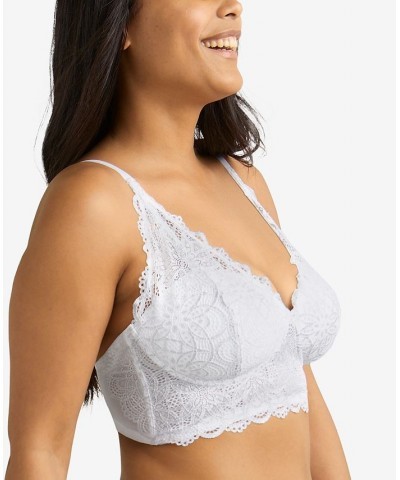 Pure Comfort Lace & Mesh Longline Wireless Bralette DM1188 White $13.23 Bras