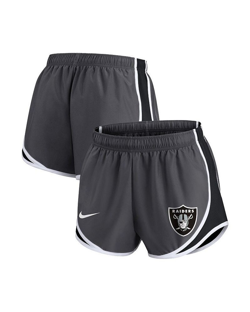 Women's Charcoal Las Vegas Raiders Logo Performance Tempo Shorts Charcoal $28.59 Shorts