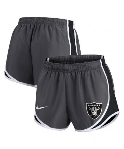 Women's Charcoal Las Vegas Raiders Logo Performance Tempo Shorts Charcoal $28.59 Shorts