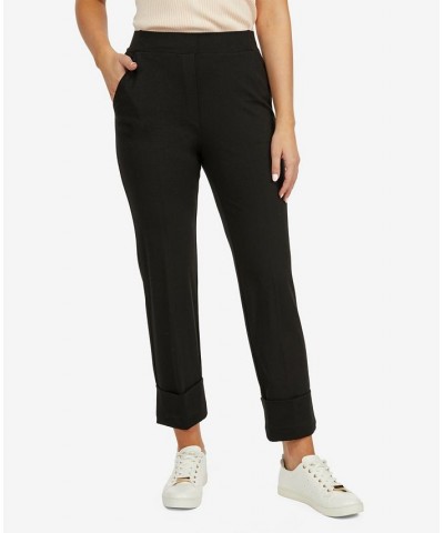 Women's Straight Leg Cuffed Pants Black $46.53 Pants