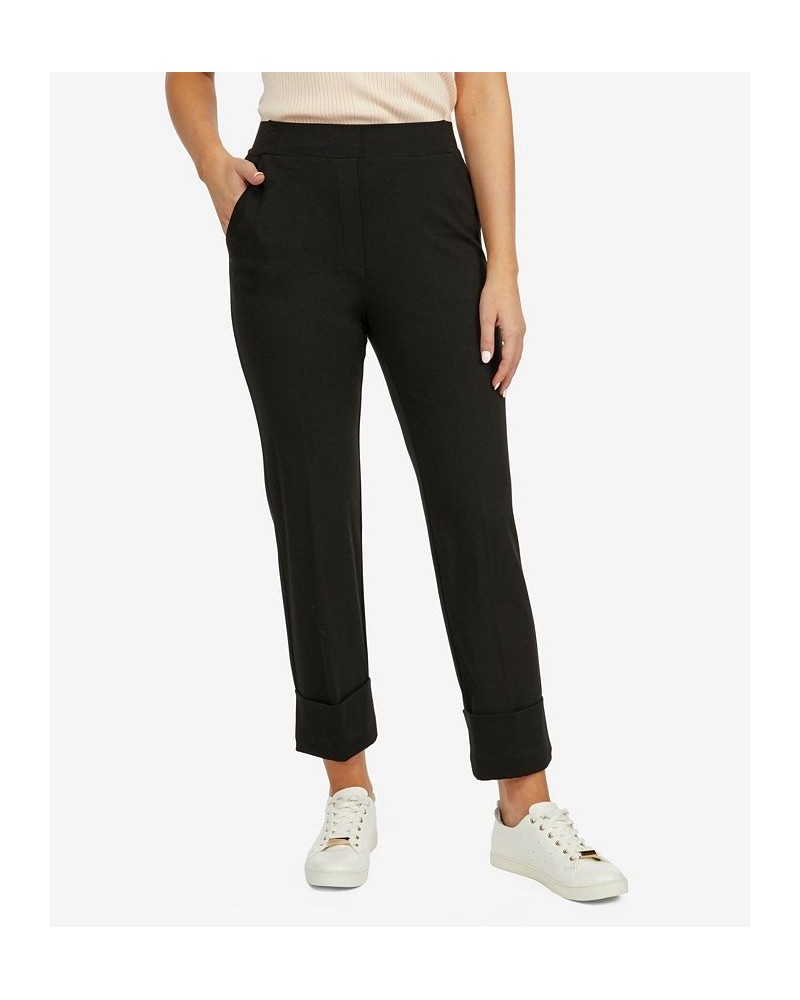 Women's Straight Leg Cuffed Pants Black $46.53 Pants