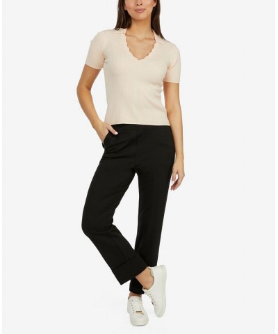 Women's Straight Leg Cuffed Pants Black $46.53 Pants