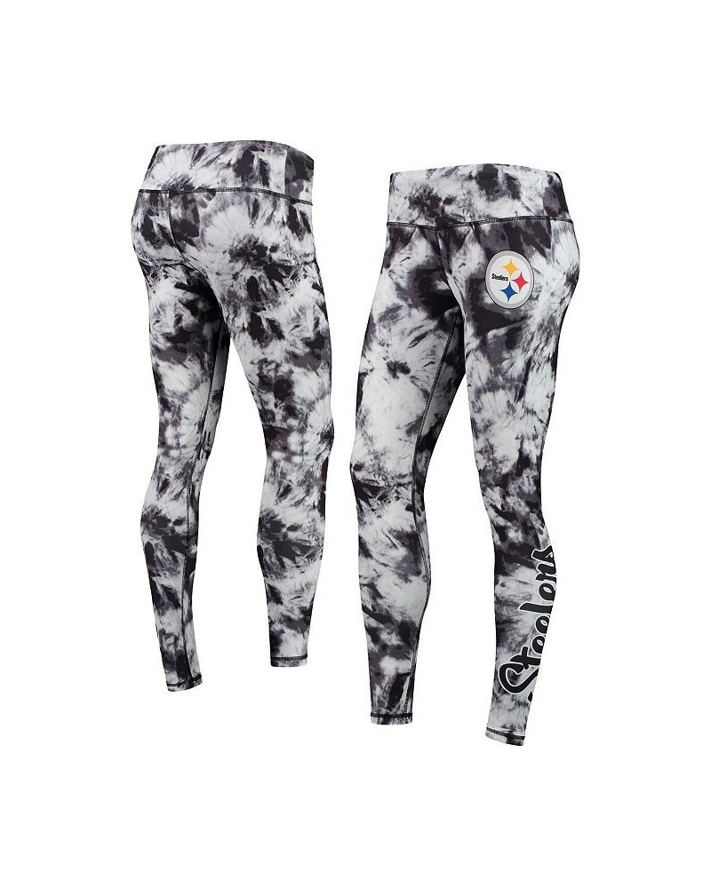 Women's Black Pittsburgh Steelers Tie-Dye Leggings Black $22.55 Pants