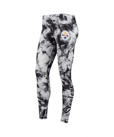 Women's Black Pittsburgh Steelers Tie-Dye Leggings Black $22.55 Pants