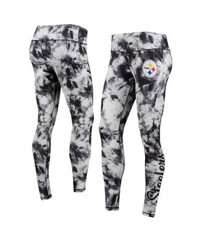 Women's Black Pittsburgh Steelers Tie-Dye Leggings Black $22.55 Pants