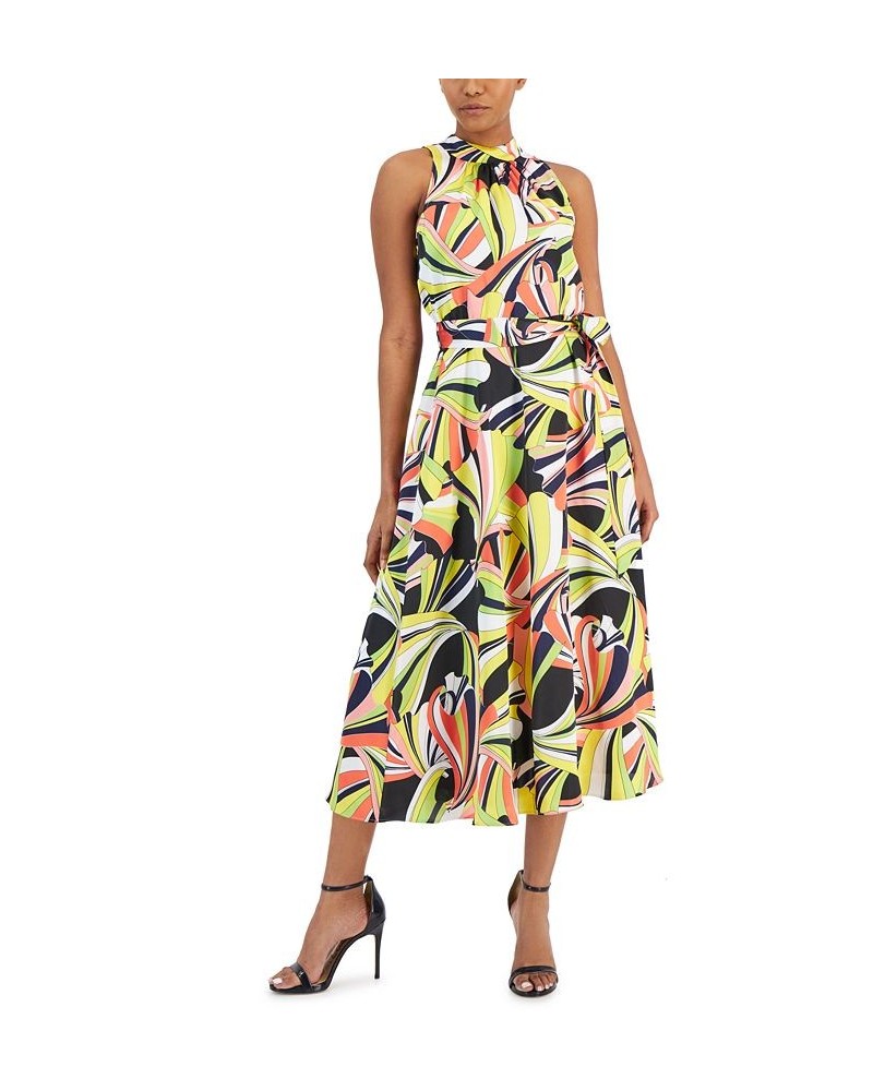 Women's Encore Printed Halter Midi Dress Sprout Multi $56.62 Dresses