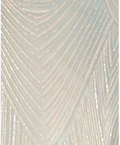 Juniors' Sequined Fringe-Trim Gown Ivory $50.00 Dresses