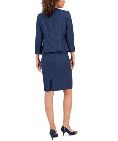 Women's Textured 3/4-Sleeve Pencil Skirt Suit Navy/black $64.60 Suits