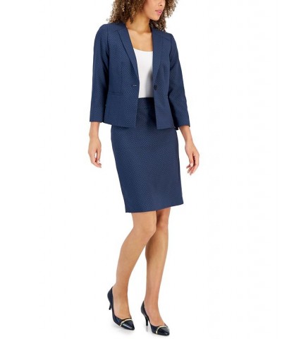 Women's Textured 3/4-Sleeve Pencil Skirt Suit Navy/black $64.60 Suits