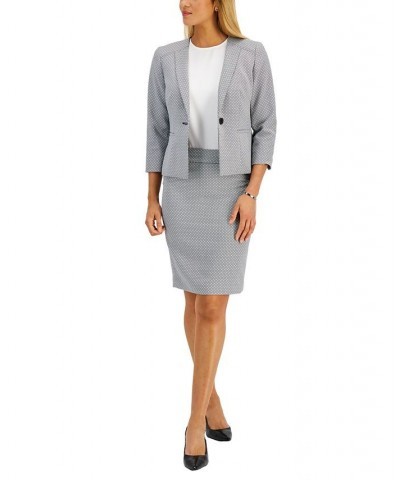 Women's Textured 3/4-Sleeve Pencil Skirt Suit Navy/black $64.60 Suits