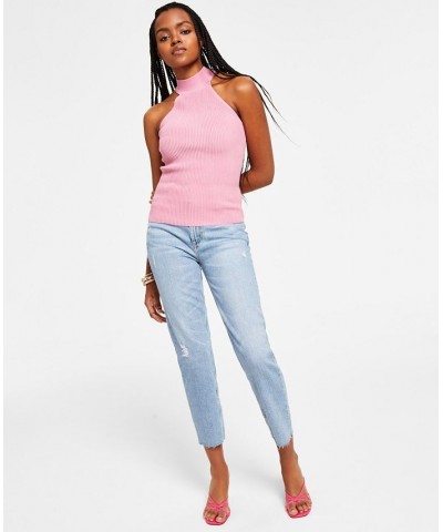Women's FRAYED MOM JEANS Moonstone Blue $40.39 Jeans