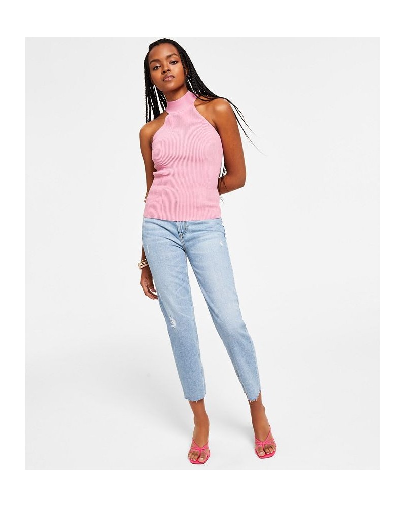 Women's FRAYED MOM JEANS Moonstone Blue $40.39 Jeans