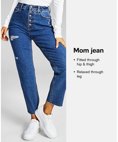 Women's FRAYED MOM JEANS Moonstone Blue $40.39 Jeans