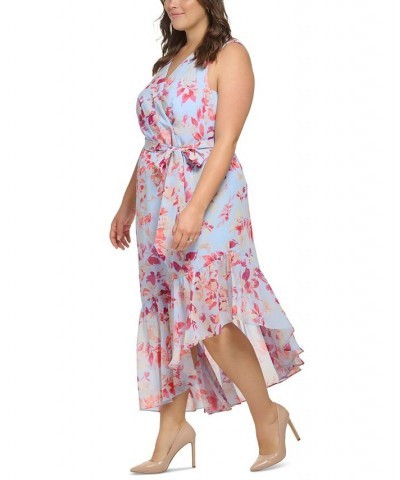 Plus Size Printed Faux-Wrap Asymmetric-Hem Dress Blue Moon $69.42 Dresses