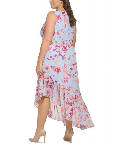 Plus Size Printed Faux-Wrap Asymmetric-Hem Dress Blue Moon $69.42 Dresses