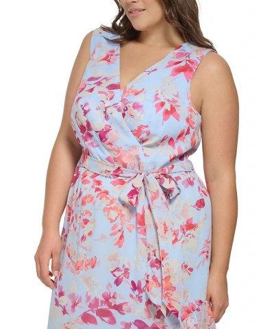 Plus Size Printed Faux-Wrap Asymmetric-Hem Dress Blue Moon $69.42 Dresses