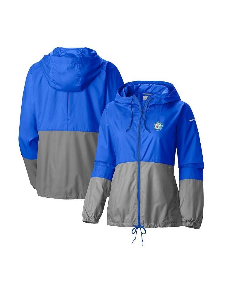 Women's Royal Philadelphia 76ers Flash Forward Windbreaker Full-Zip Jacket Royal $47.69 Jackets