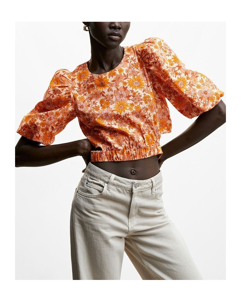 Women's Printed Crop Blouse Orange $29.40 Tops