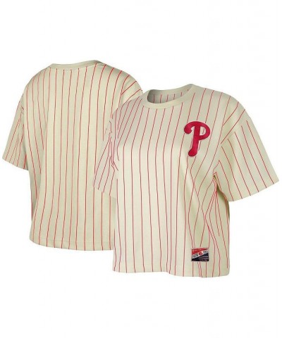 Women's White Philadelphia Phillies Boxy Pinstripe T-shirt White $27.49 Tops