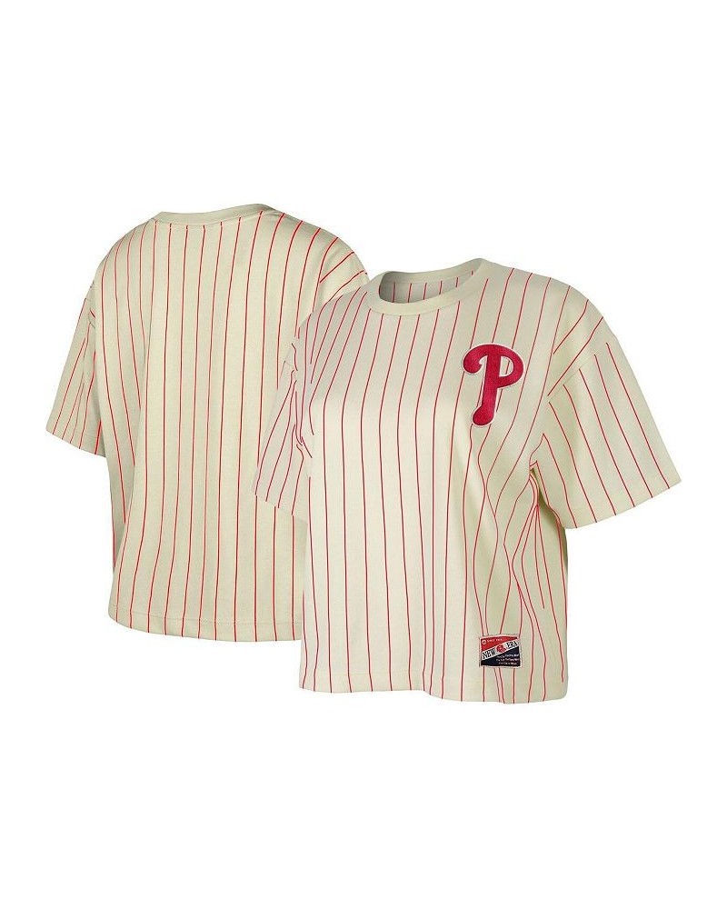 Women's White Philadelphia Phillies Boxy Pinstripe T-shirt White $27.49 Tops