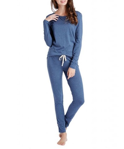 Women's Top with Legging Loungewear Set Blue $21.95 Sleepwear