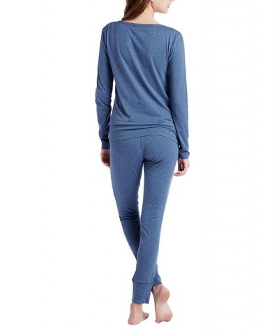 Women's Top with Legging Loungewear Set Blue $21.95 Sleepwear