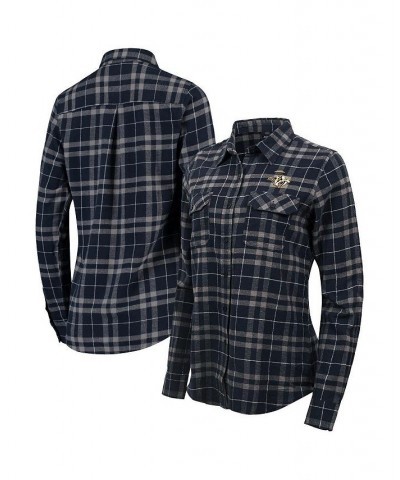 Women's Navy Gray Nashville Predators Stance Plaid Button-Up Long Sleeve Shirt Navy, Gray $36.71 Tops