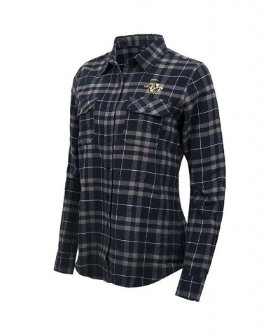 Women's Navy Gray Nashville Predators Stance Plaid Button-Up Long Sleeve Shirt Navy, Gray $36.71 Tops