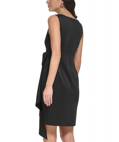 Petite Bow-Trimmed Side-Drape Dress Black $59.34 Dresses