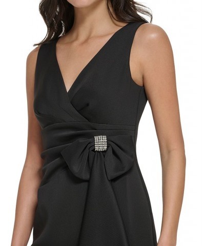 Petite Bow-Trimmed Side-Drape Dress Black $59.34 Dresses