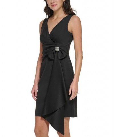 Petite Bow-Trimmed Side-Drape Dress Black $59.34 Dresses