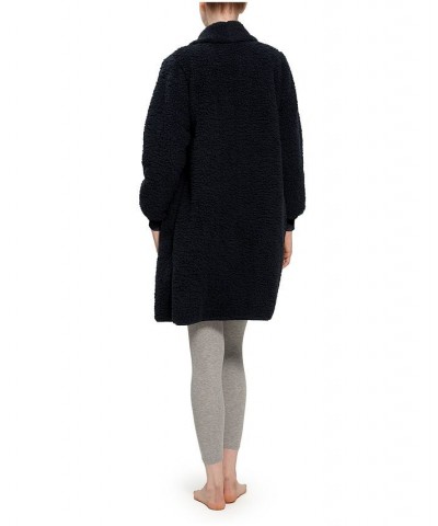 Women's Rib Knit Cuff Open Front with Cascading Cardigan Black $28.80 Sleepwear