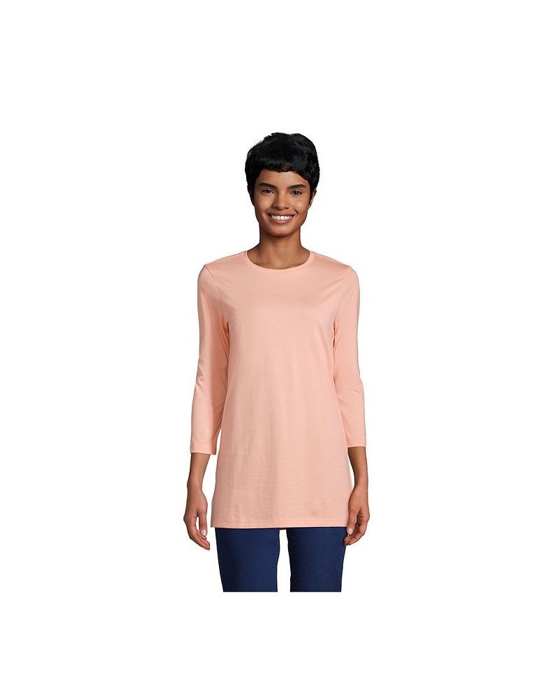 Women's Petite 3/4 Sleeve Supima Cotton Crewneck Tunic Crisp peach $24.36 Tops