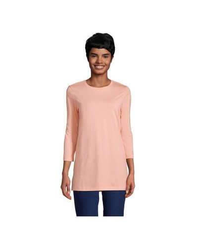 Women's Petite 3/4 Sleeve Supima Cotton Crewneck Tunic Crisp peach $24.36 Tops