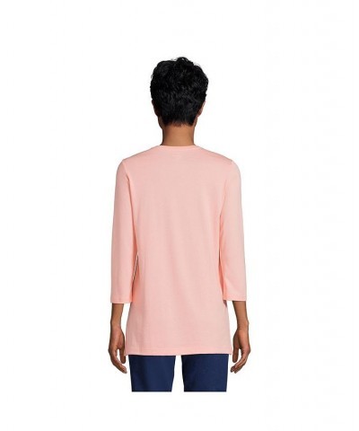 Women's Petite 3/4 Sleeve Supima Cotton Crewneck Tunic Crisp peach $24.36 Tops