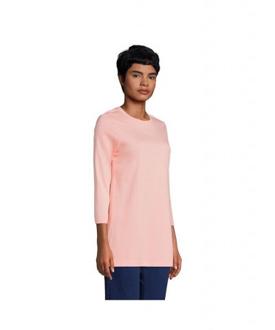 Women's Petite 3/4 Sleeve Supima Cotton Crewneck Tunic Crisp peach $24.36 Tops