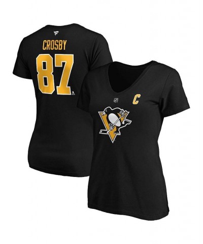 Women's Branded Sidney Crosby Black Pittsburgh Penguins Plus Size Name and Number V-Neck T-shirt Black $22.50 Tops