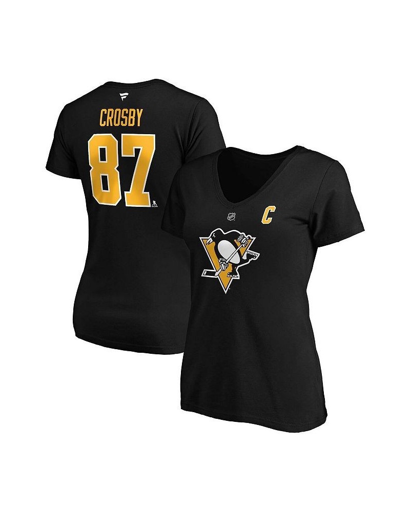 Women's Branded Sidney Crosby Black Pittsburgh Penguins Plus Size Name and Number V-Neck T-shirt Black $22.50 Tops