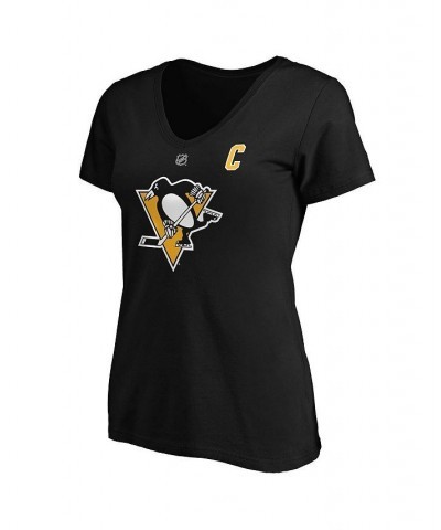 Women's Branded Sidney Crosby Black Pittsburgh Penguins Plus Size Name and Number V-Neck T-shirt Black $22.50 Tops