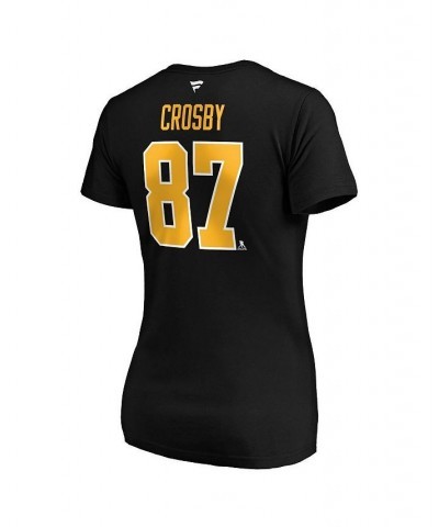 Women's Branded Sidney Crosby Black Pittsburgh Penguins Plus Size Name and Number V-Neck T-shirt Black $22.50 Tops