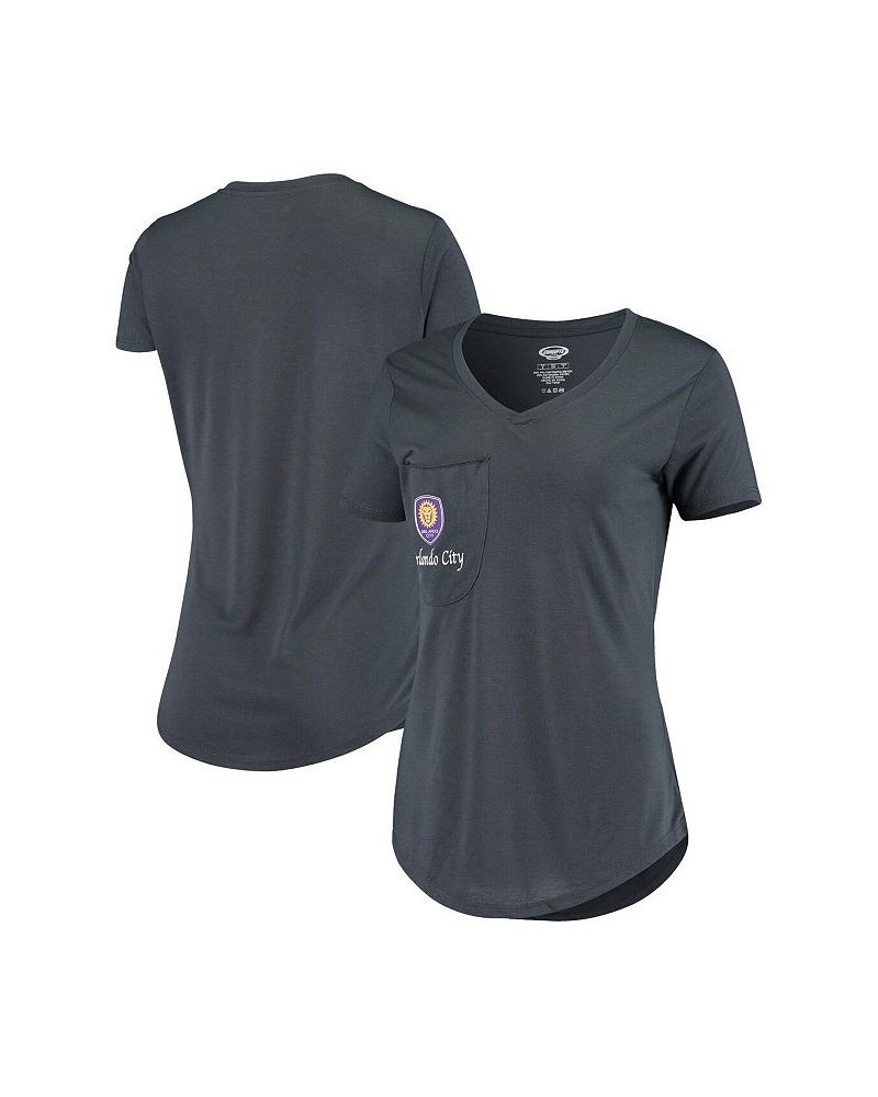 Women's Gray Orlando City SC Unwind Pocket T-shirt Gray $23.52 Tops