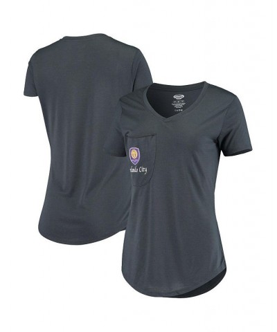 Women's Gray Orlando City SC Unwind Pocket T-shirt Gray $23.52 Tops