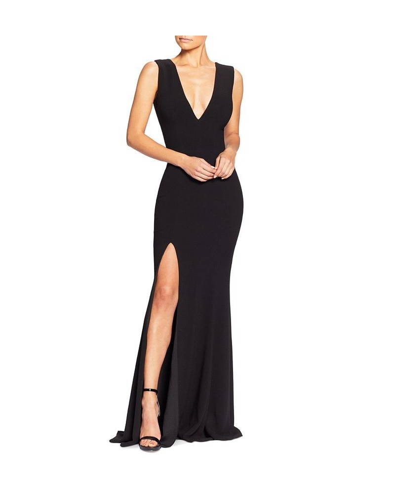 Women's Sandra V-Neck Sleeveless Gown Black $76.96 Dresses