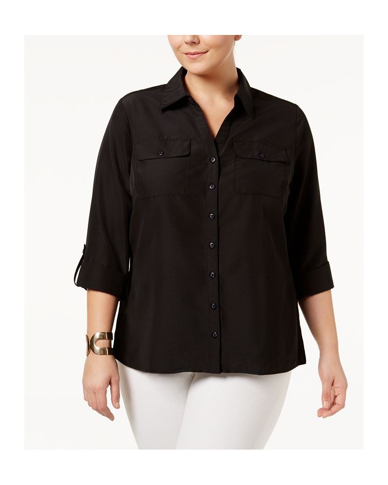 Plus Size Utility Blouse Black $15.90 Tops