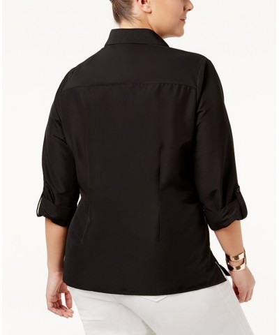 Plus Size Utility Blouse Black $15.90 Tops