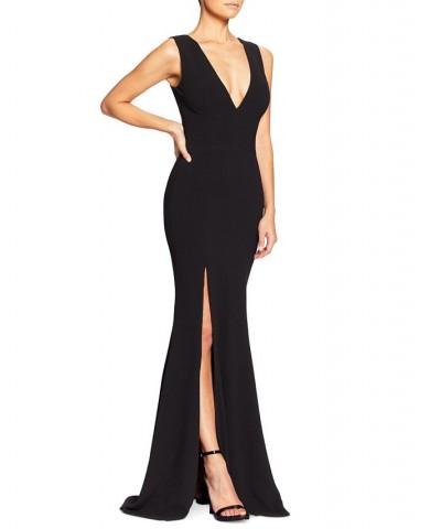 Women's Sandra V-Neck Sleeveless Gown Black $76.96 Dresses