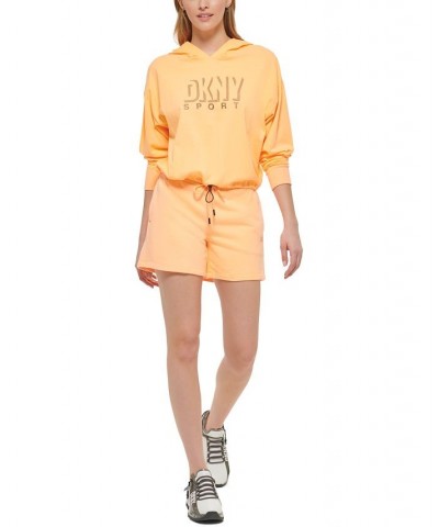 Women's Sport Dropout Shadow Logo T-shirt Hoodie Orange $15.29 Tops