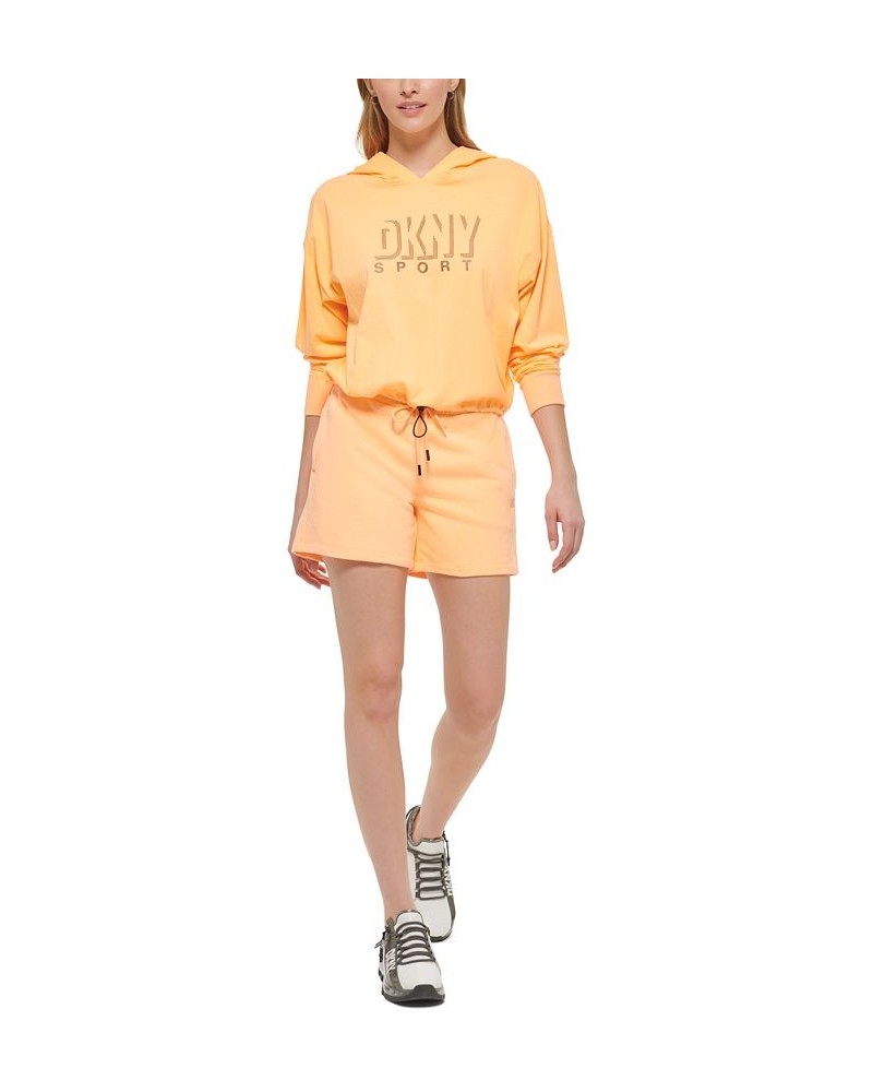 Women's Sport Dropout Shadow Logo T-shirt Hoodie Orange $15.29 Tops