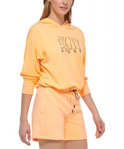 Women's Sport Dropout Shadow Logo T-shirt Hoodie Orange $15.29 Tops